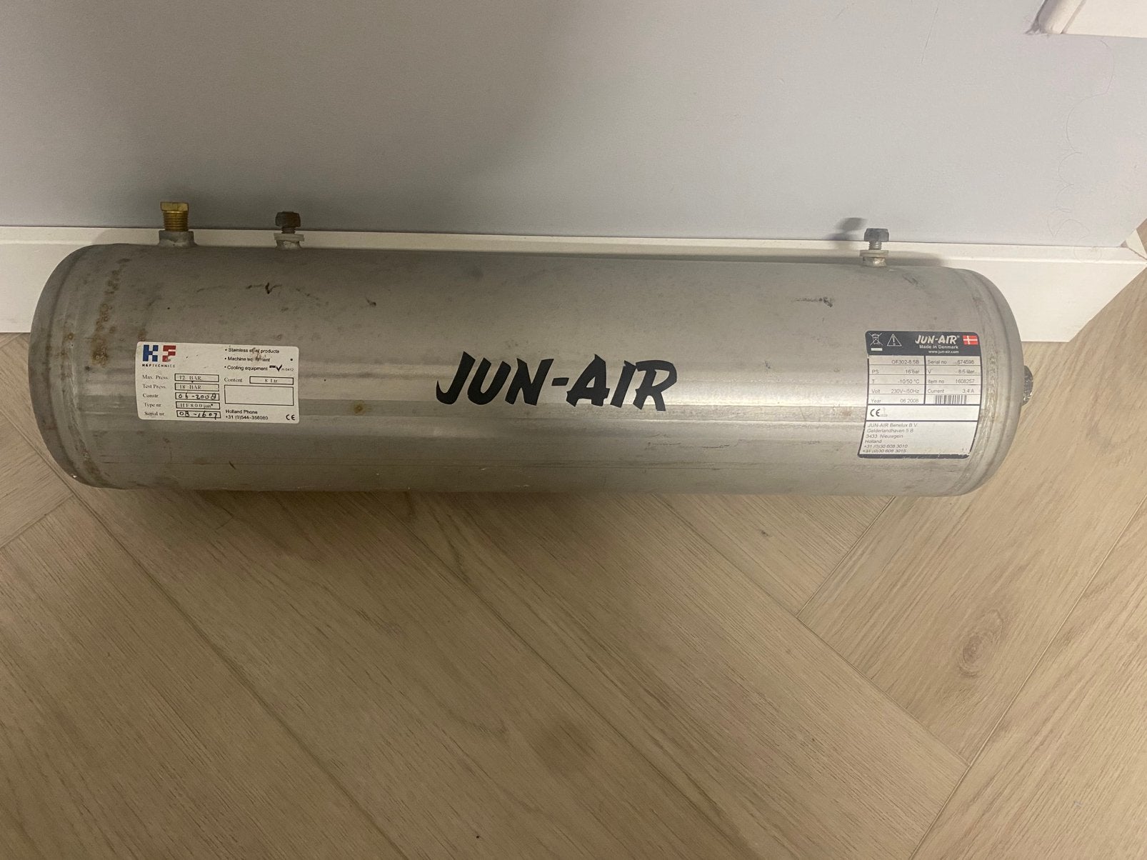 JUN-AIR Luchtketel / Persluchttank – 16 bar – 8,5 liter, 100 liter of meer, Ophalen of Verzenden, Zo goed als nieuw