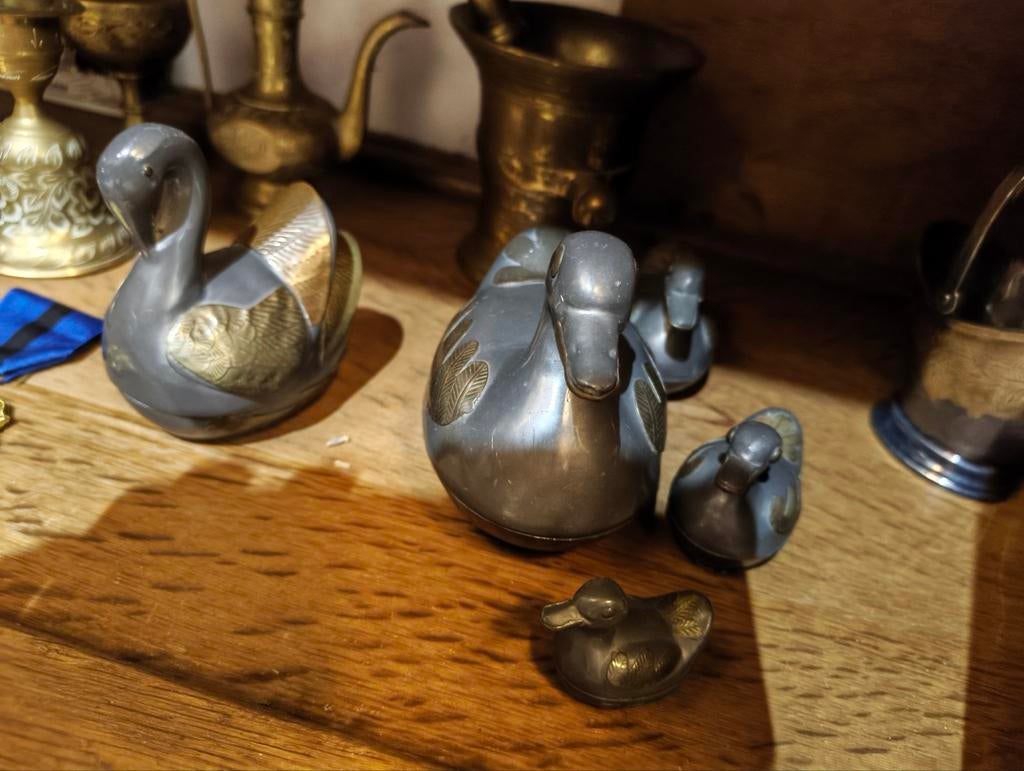Tinnen eendjes en bakjes, Ophalen of Verzenden