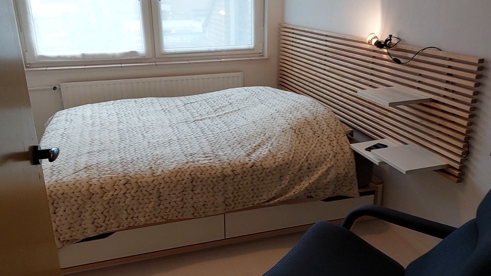 IKEA Mandal tweepersoonsbed, Huis en Inrichting, Gebruikt, Beige, Tweepersoons, Ophalen of Verzenden