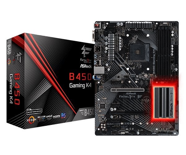 Asrock Fatal1ty B450 Gaming K4 AM4 ATX Moederbord, DDR4, Ophalen of Verzenden, Zo goed als nieuw, Socket AM4