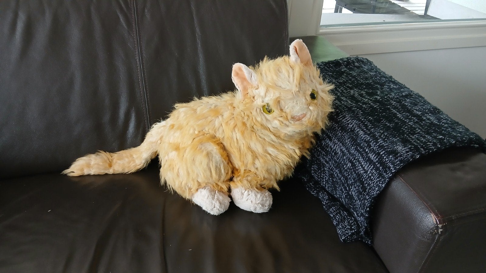 Levensgrote kattenknuffel, Kinderen en Baby's, Speelgoed | Knuffels en Pluche, Oranje, Gebruikt, Ophalen of Verzenden, Kat
