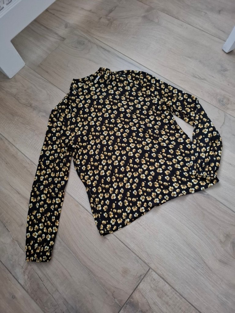 MSCH Copenhagen bloemen blouse zwart / geel - maat XS, Msch Copenhagen, Zwart, Ophalen of Verzenden, Zo goed als nieuw