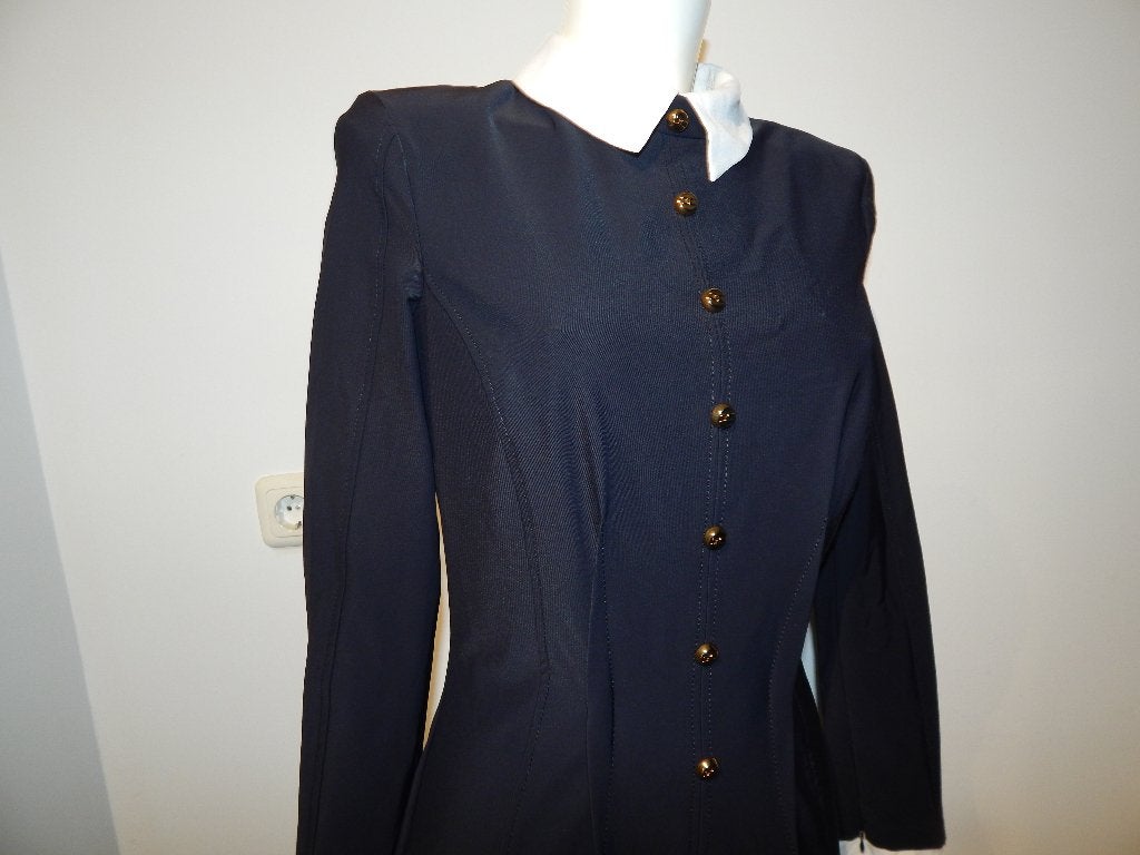 Elisabetta Franchi stretch jurk gouden knopen wit accent I44, Kleding | Dames, Jurken, Maat 38/40 (M), Elisabetta Franchi, Zwart