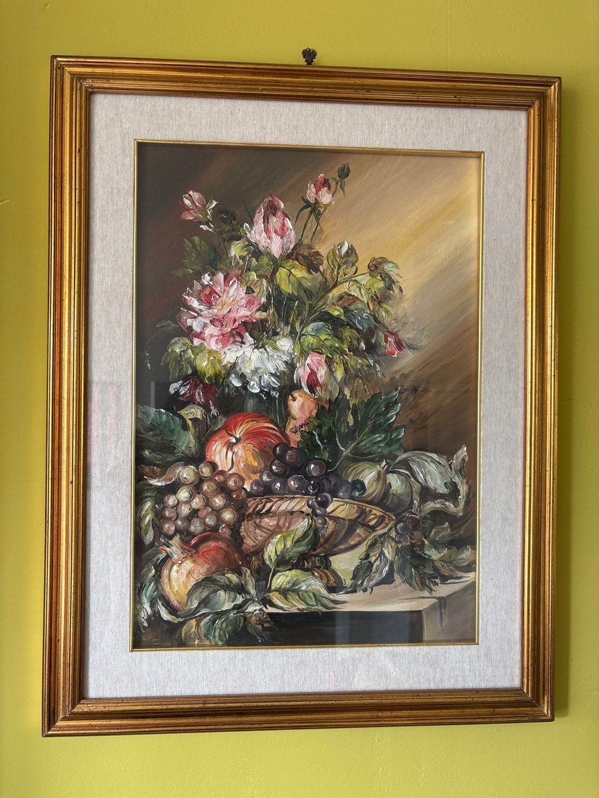 2 Italiaanse olieverfschilderijen, Ophalen, Doek, Realistisch, Stilleven