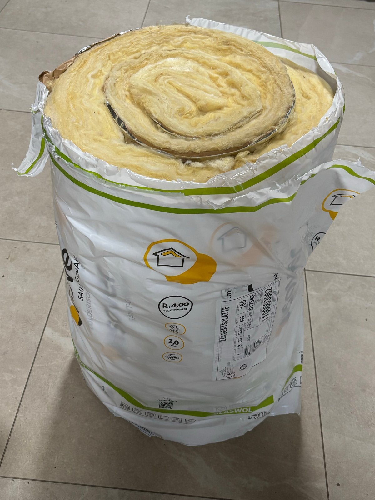 1,5 m2 Nieuwe 16cm Glaswol Isolatie -  (160mm dik), 12 cm of meer, Nieuw, Minder dan 5 m², Glaswol