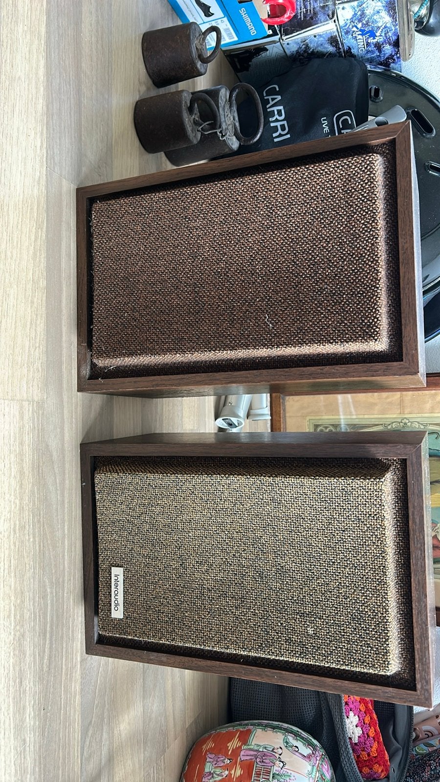 Vintage Retro Luidsprekers - Interaudio, Ophalen of Verzenden, Niet werkend, Boekenplank luidspreker, Overige merken