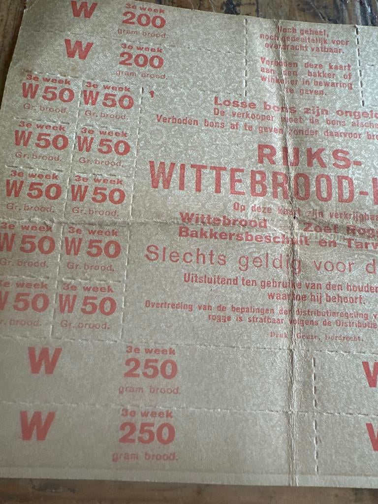 Rijks-Wittebrood-Kaart uit de Eerste Wereldoorlog, Ophalen of Verzenden, Nederland, Foto of Poster
