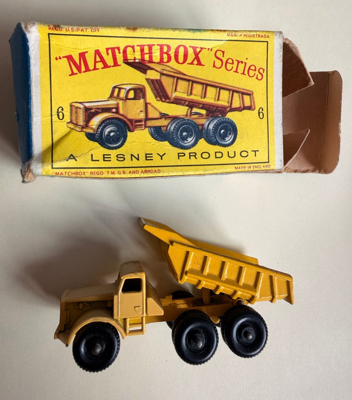 Vintage Matchbox Lesney Euclid Quarry Truck No. 6 met doos, Ophalen of Verzenden, Gebruikt, Bus of Vrachtwagen