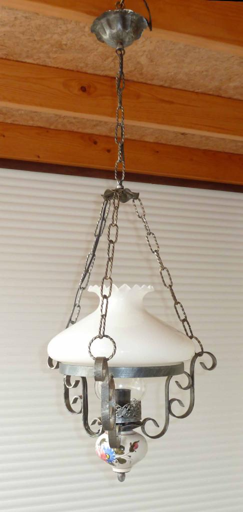 Klassieke hanglamp / Model olielamp, Ophalen, Zo goed als nieuw, Glas, Minder dan 50 cm