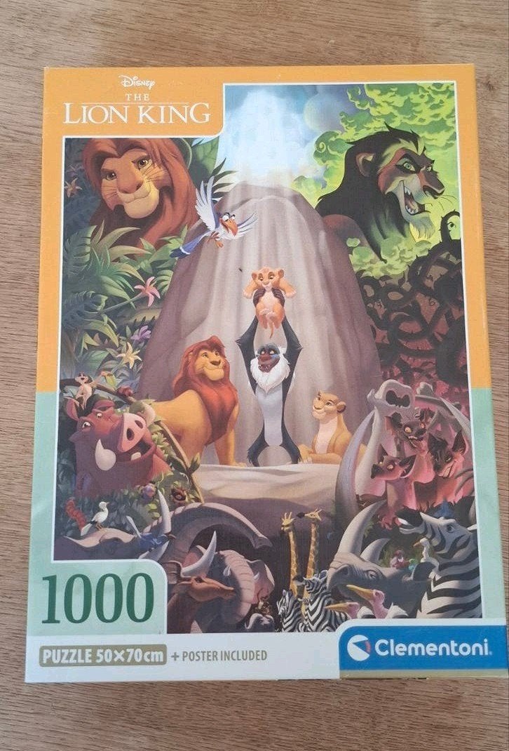 Legpuzzel met poster, Lion King, 1000 stukjes, Clementoni, Ophalen of Verzenden, 500 t/m 1500 stukjes, Zo goed als nieuw