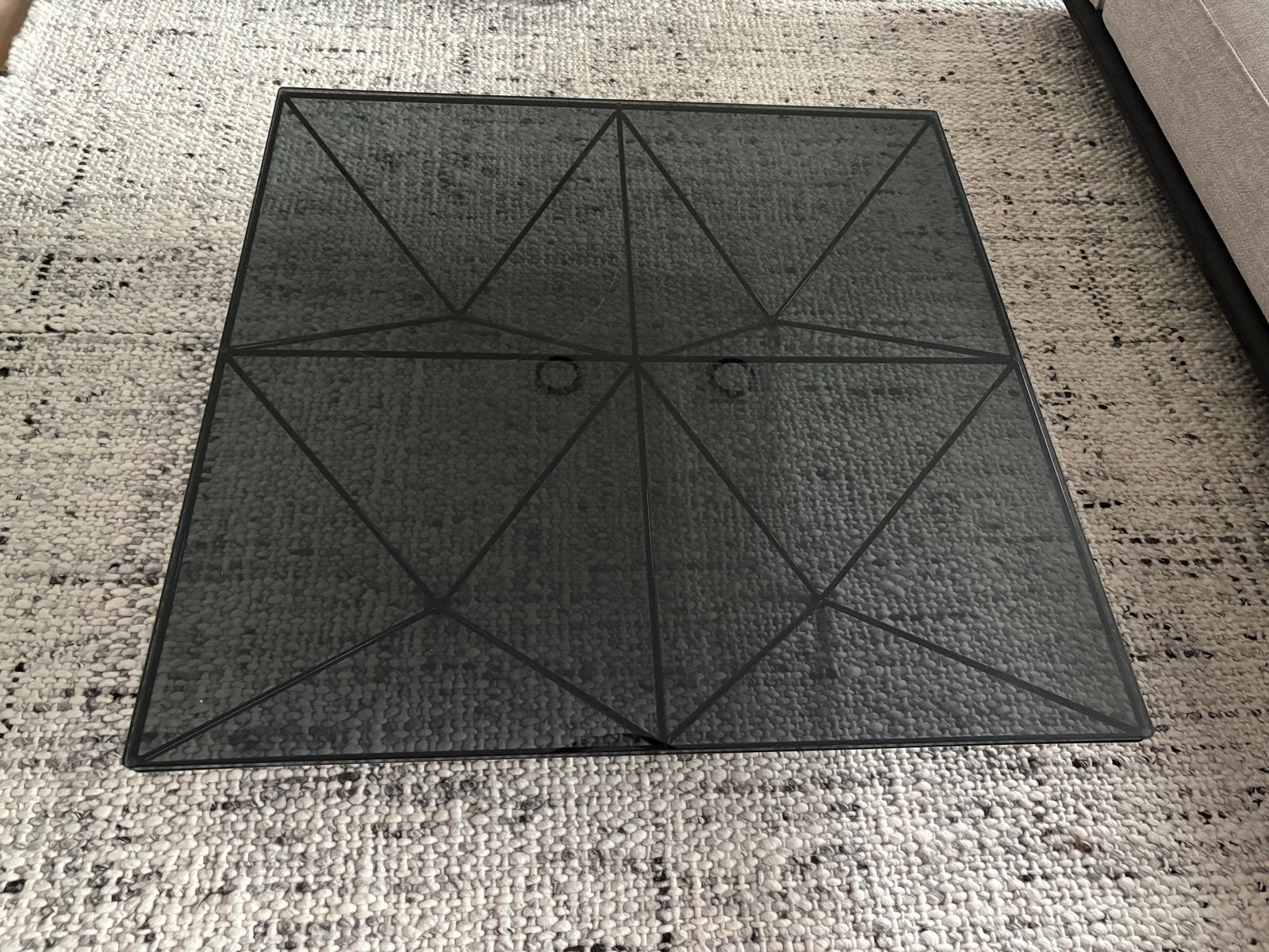 B&B Italia Alanda ’18 120x120 Rookglas, Huis en Inrichting, Tafels | Salontafels, Ophalen, Gebruikt, 100 tot 150 cm, Vierkant