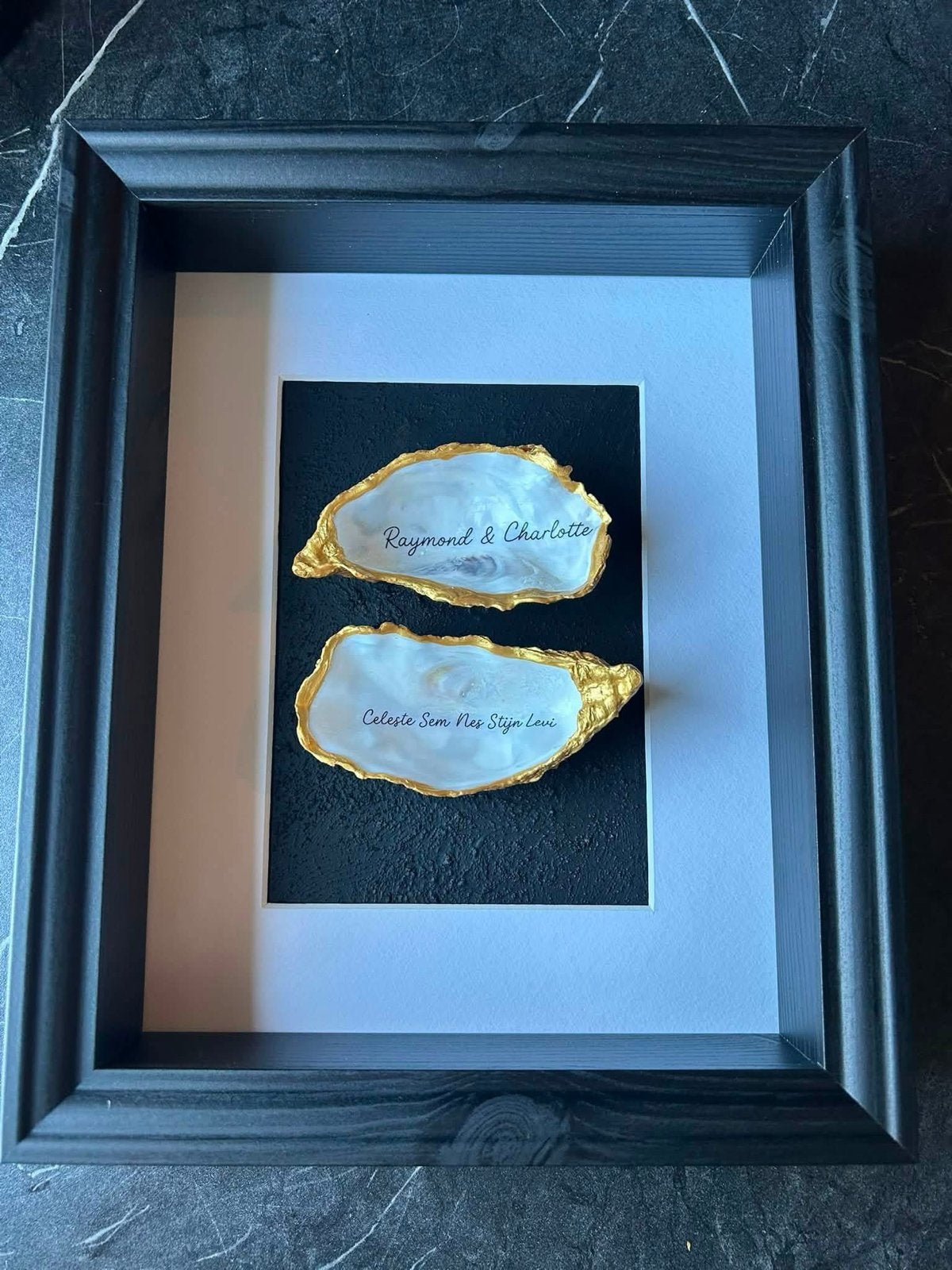 Unieke gepersonaliseerde fotolijsten met oesters, Handgemaakt, Nieuw, Wit, Hout