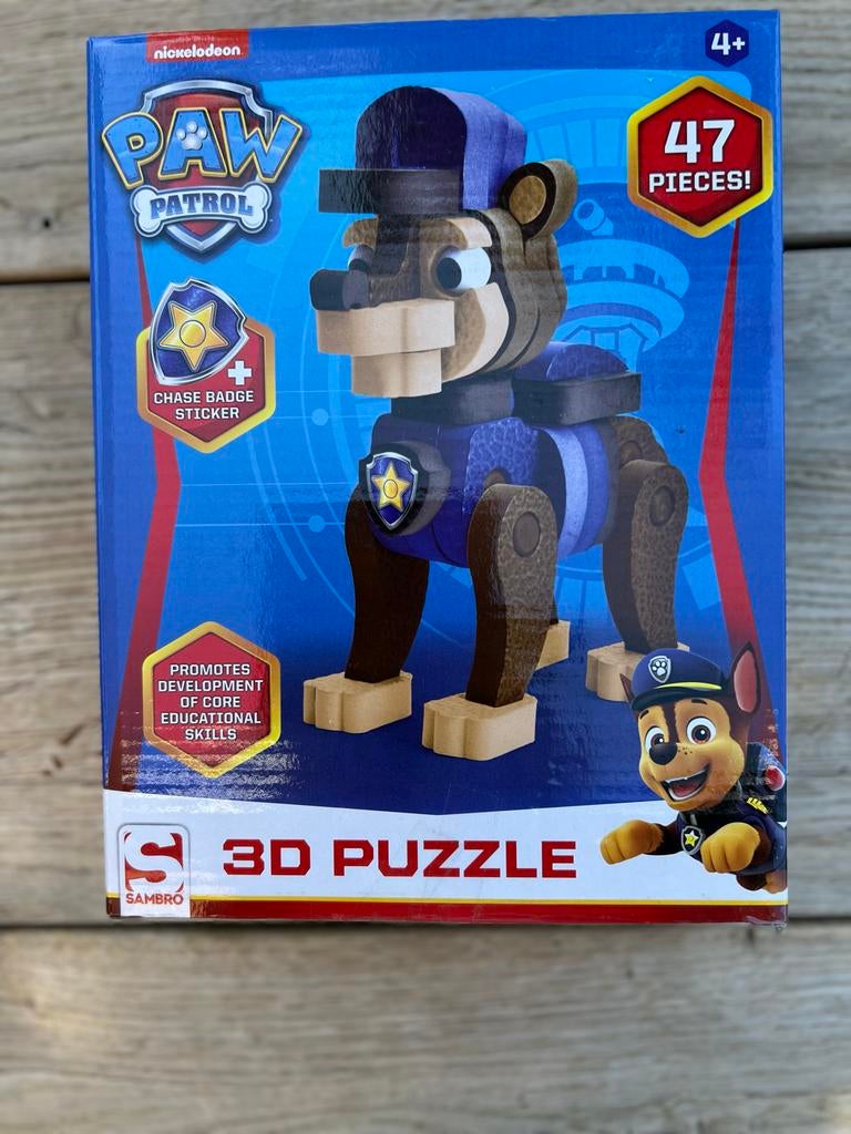 Paw Patrol Chase 3D Puzzel - 47 Stukjes, Ophalen, 10 tot 50 stukjes, Zo goed als nieuw, 4 tot 6 jaar