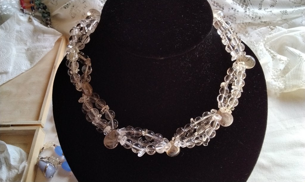 Prachtige UNIEKE Ketting Bergkristal & Rookkwarts Stenen, Sieraden, Tassen en Uiterlijk, Kettingen, Bruin, Nieuw, Ophalen of Verzenden