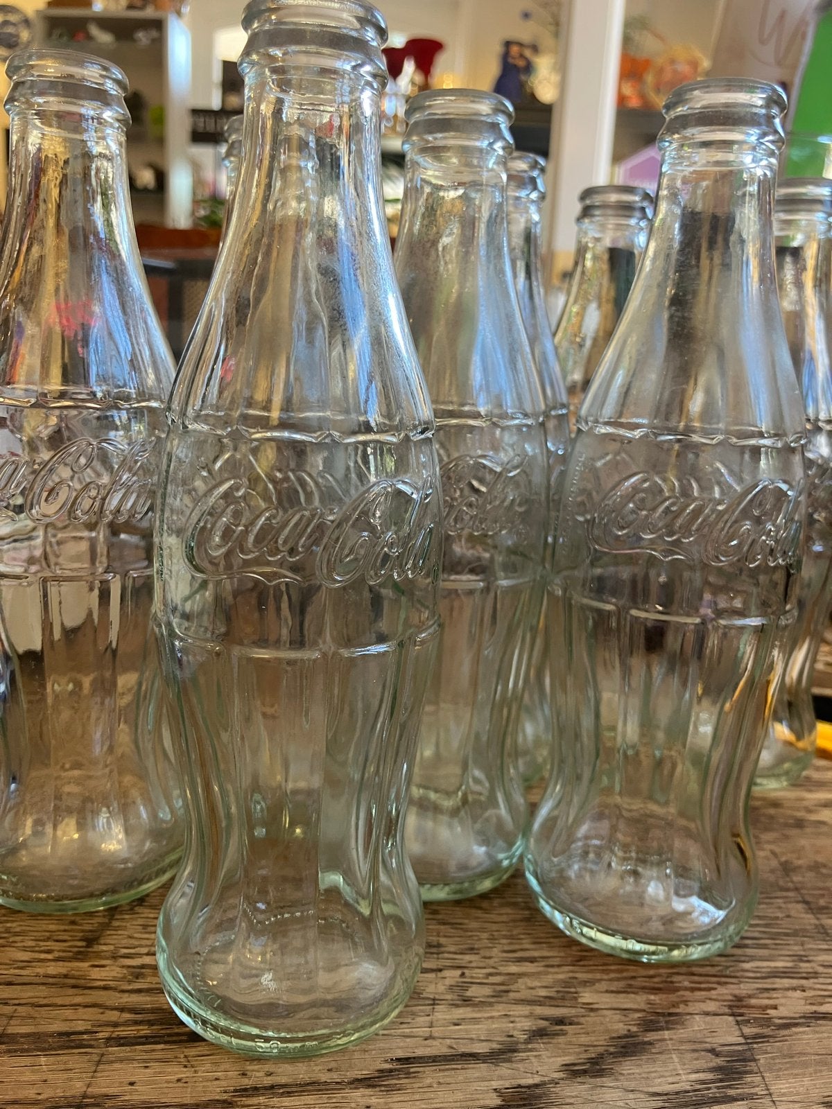 8 Coca-Cola flessen, vintage glazen flesjes, Ophalen of Verzenden, Gebruikt