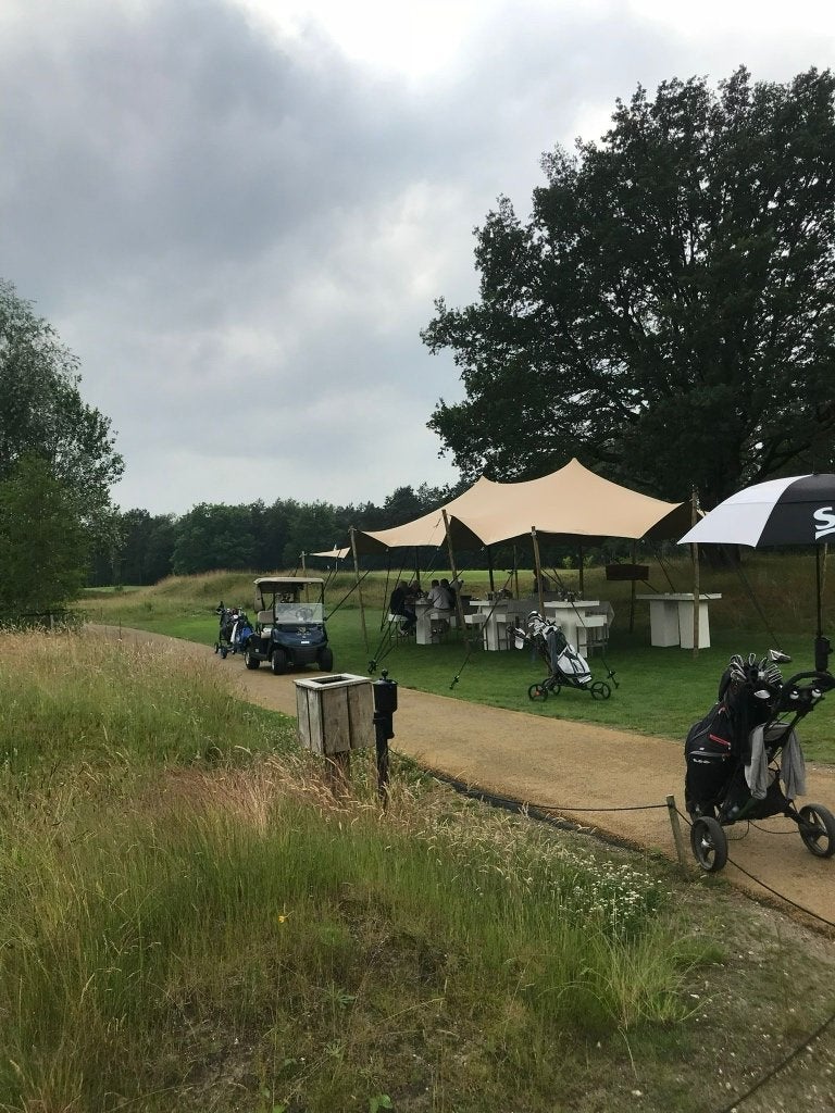 OUTLET DEAL! Stretchtent 6x10,5m - sand kleur, Ophalen, ., Partytent, 6 meter of meer