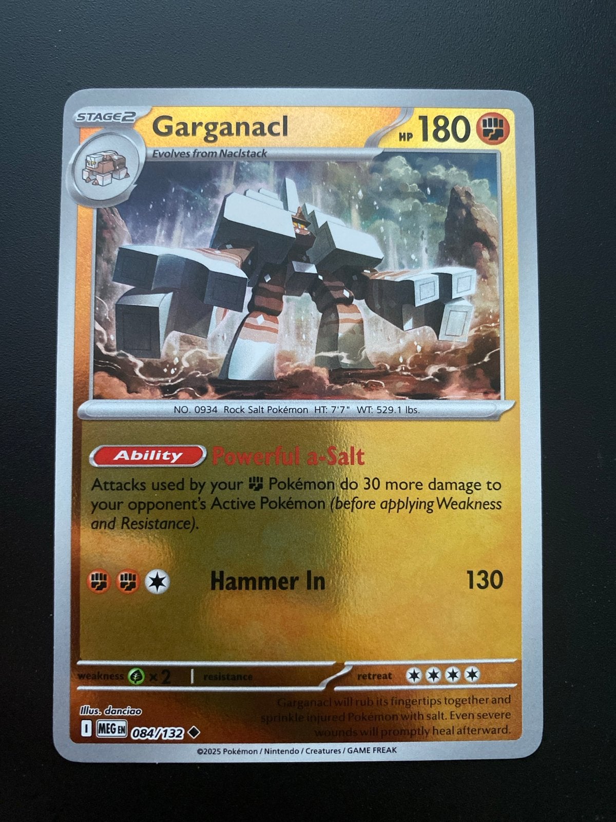 Garganacl 084/132 Reverse Holo Mega Evolution, Ophalen of Verzenden, Zo goed als nieuw, Losse kaart, Foil