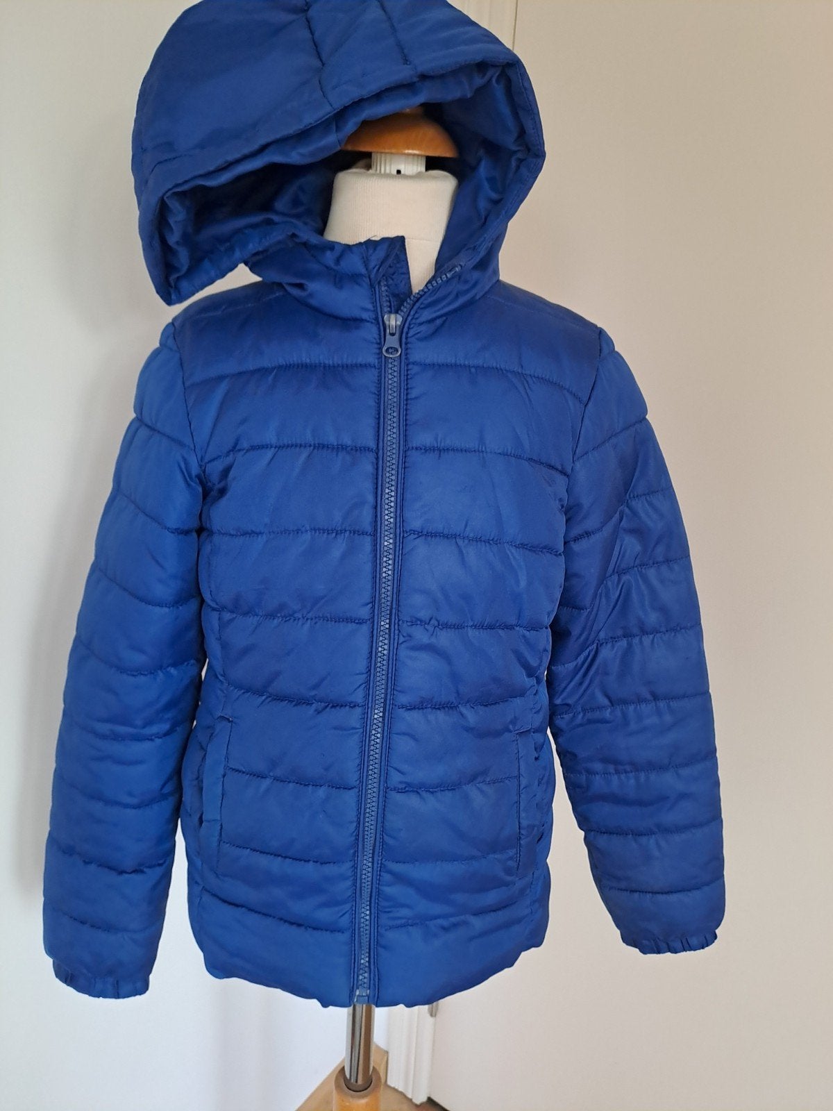 Blauwe jas maat 146, Ophalen of Verzenden, Zo goed als nieuw, Meisje, Jas