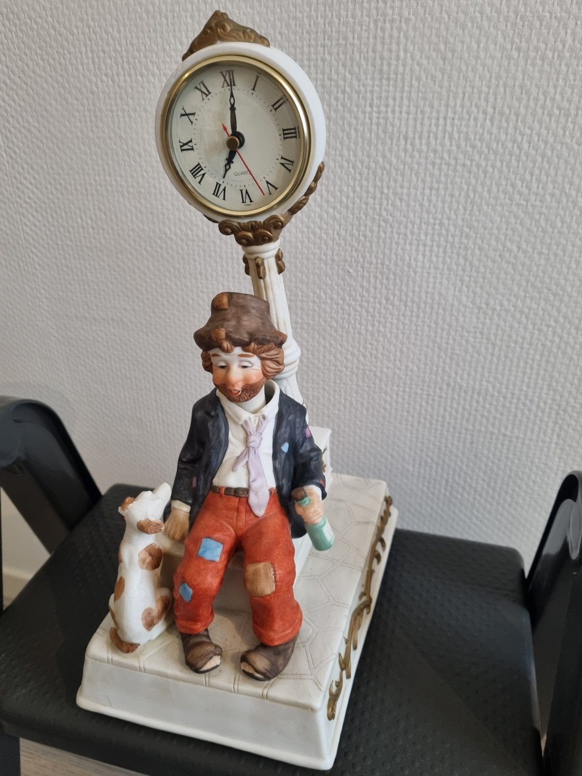 Vintage Quarts figuur klok., Antiek en Kunst, Ophalen
