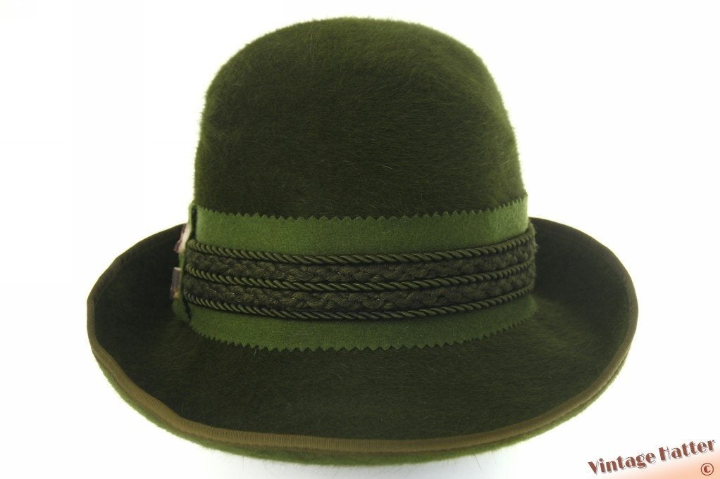 vintage Dames jachthoed Dolomitenhut groen zacht haarvilt 54, Kleding | Dames, Hoed, Ophalen of Verzenden, Zo goed als nieuw, 55 cm (S, 6⅞ inch) of minder