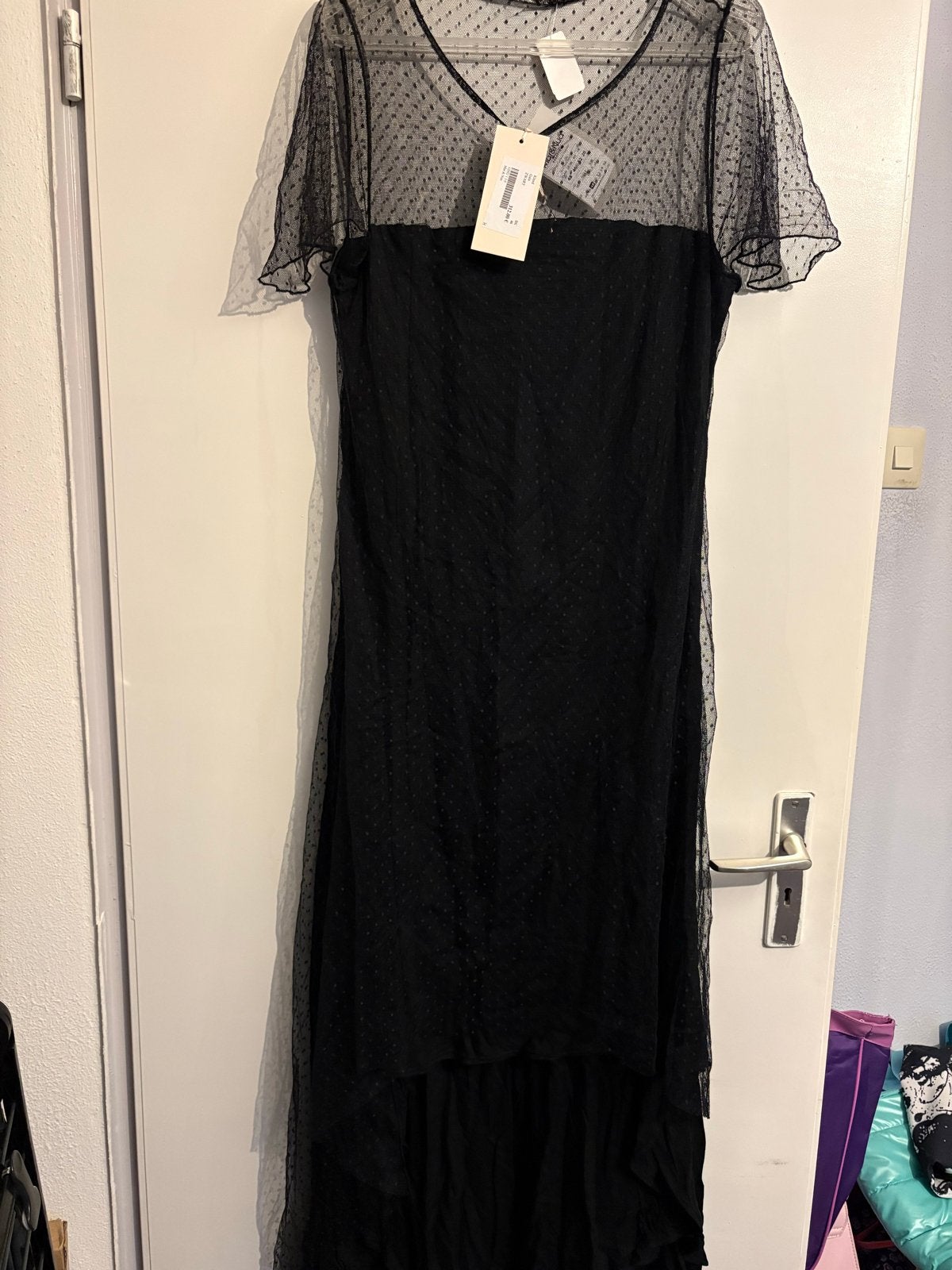 Mar&Nua Zwarte Gala Jurk met Stippen - Maat 46, Zwart, Maat 42/44 (L), Nieuw, Ophalen of Verzenden