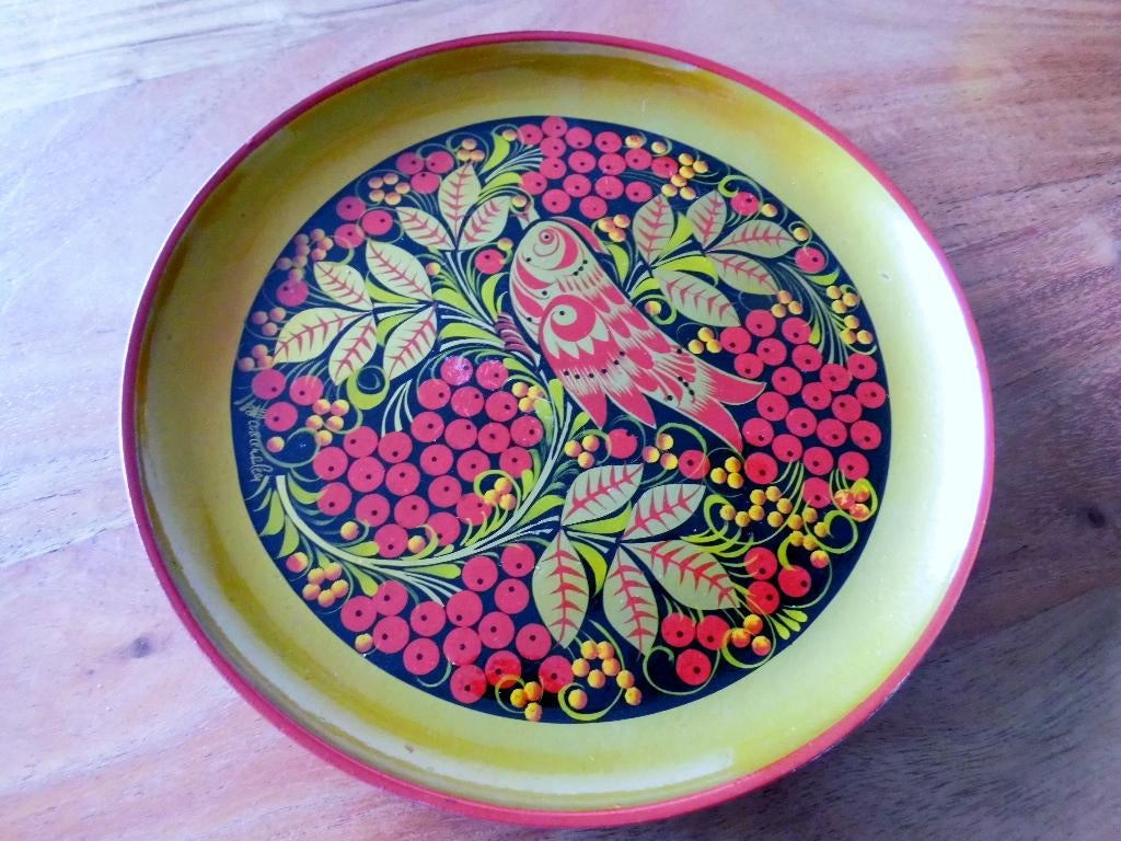 Lacquer sierbord Russische Chochloma  volkskunst., Antiek en Kunst, Ophalen of Verzenden