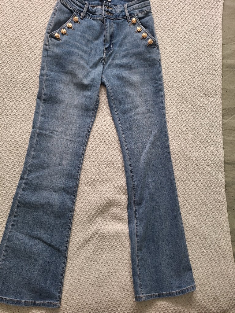spijkerbroek met knopen zac&zoe mt.36 zgan stretch, Kleding | Dames, Blauw, Zac &zoe, Ophalen of Verzenden, W28 - W29 (confectie 36)
