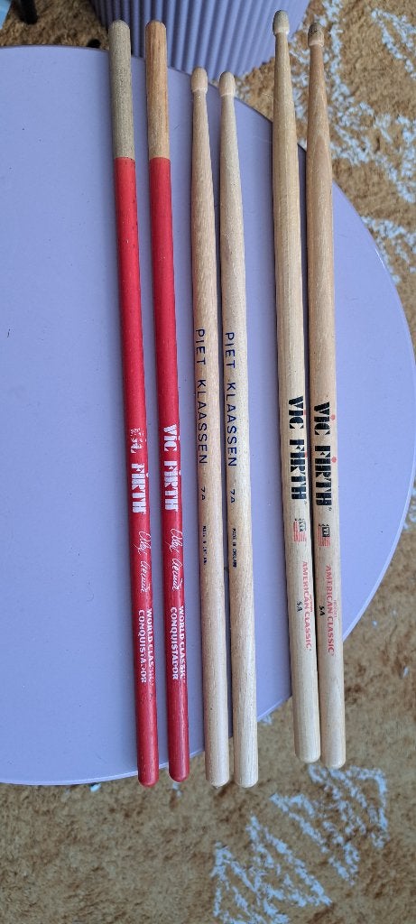 Drumstokjes piet klaassen 7A, vic furth 5A en world clasdic, Ophalen of Verzenden, Gebruikt, Overige merken