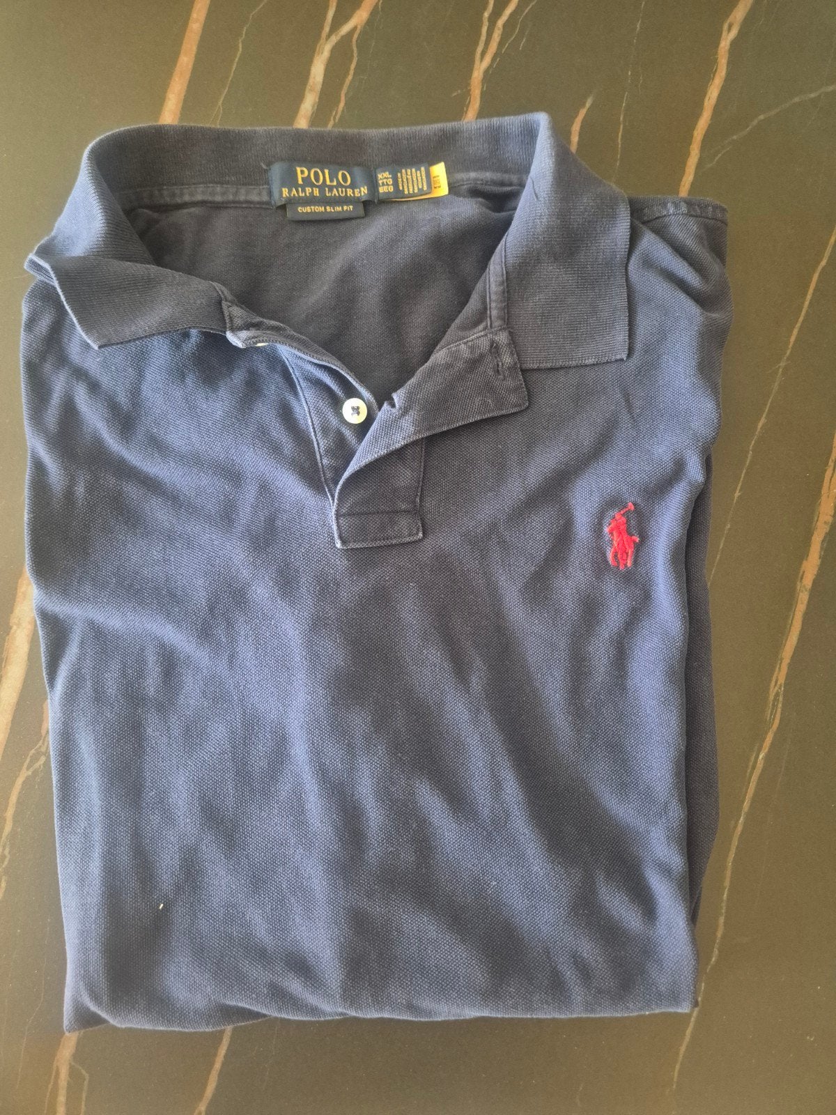 Polo Ralph Lauren Custom Slim Fit Polo - Donkerblauw, Ophalen, Blauw, Overige maten, Polo Ralph Lauren