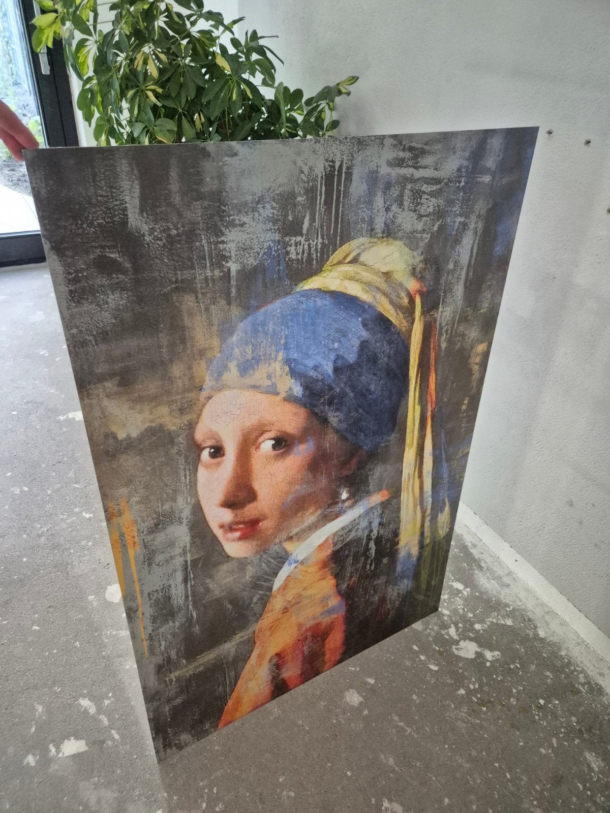 Groot wandpaneel Meisje met de Parel 2.0 - Dibond 80x120 cm, Ophalen