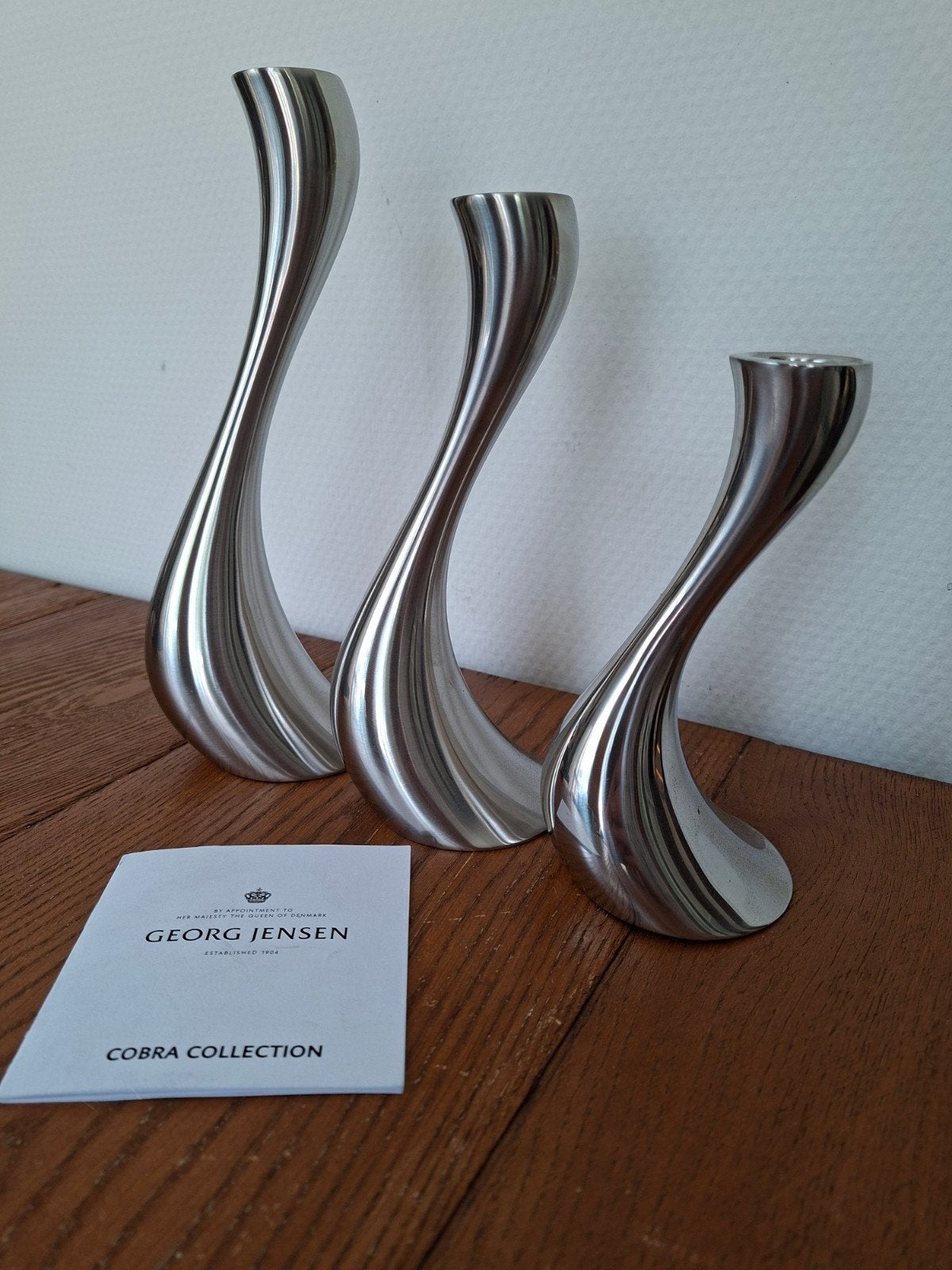 Georg Jensen kandelaars Cobra serie maten S, M en L, Ophalen, Overige merken, Zo goed als nieuw, Metaal