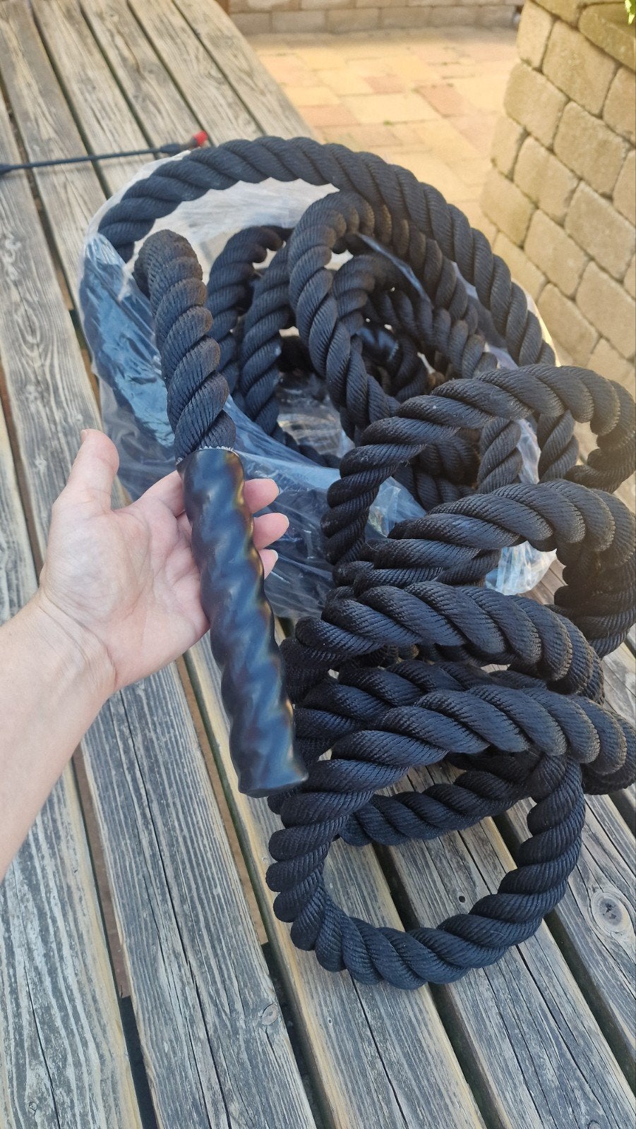 Battle rope 38mm 15 meter zwart, zo goed als nieuw, Sport en Fitness, Fitnessmaterialen, Zo goed als nieuw, Battle rope, Armen
