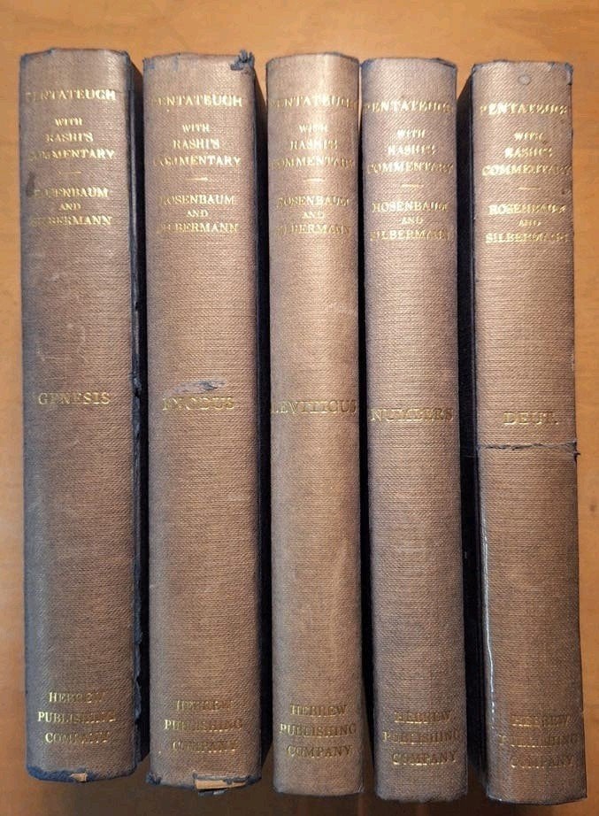 Pentateuch met Rashi's commentaar - 5-delige set, Ophalen of Verzenden, Rashi, Rosenbaum and Silbermann