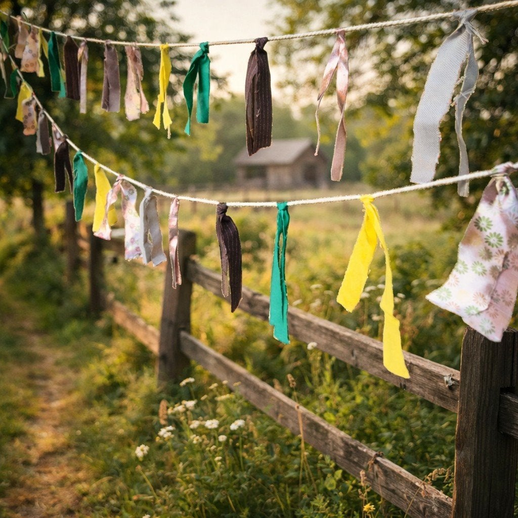 Handgemaakte stoffen slinger 9 meter – landelijke boho decor, Ophalen of Verzenden, Nieuw, Versiering