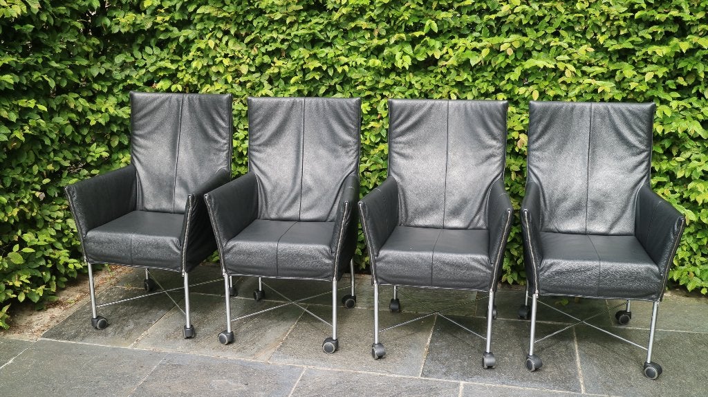 Montis Chaplin zwart leren stoelen., Ophalen, Zwart, Leer, Zo goed als nieuw
