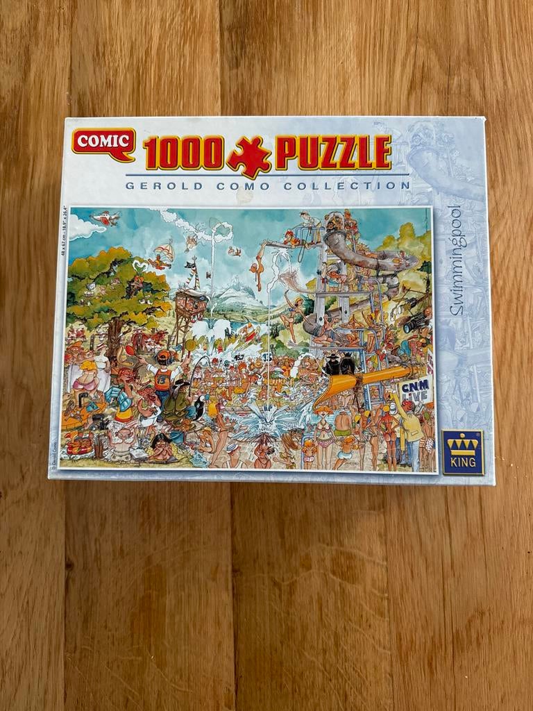 King Comic Collection 1000 stukjes Swimmingpool COMPLEET, Ophalen of Verzenden, 500 t/m 1500 stukjes, Gebruikt, Legpuzzel