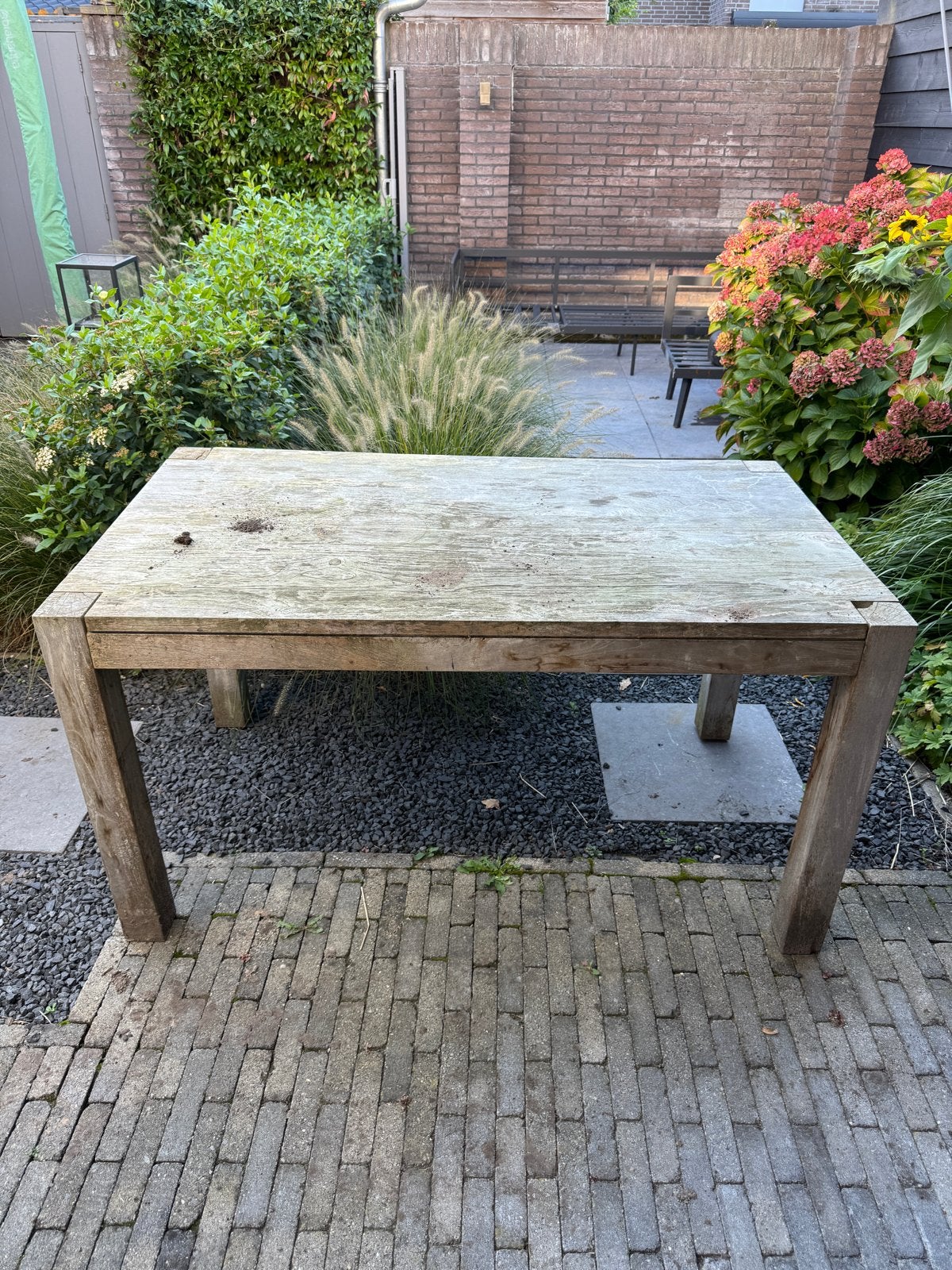 Robuuste houten tuintafel - Gebruikt, Tuin en Terras, Ophalen, Gebruikt, Rechthoekig, Hout