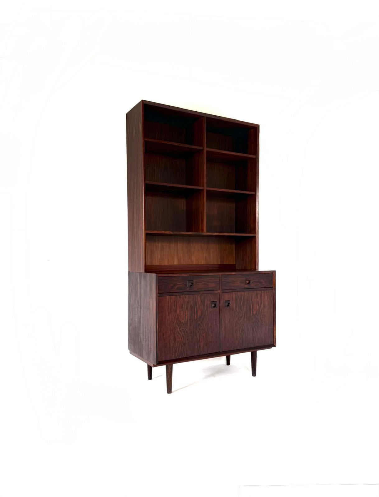 Vintage Palissander boekenkast, Brouer Møbelfabrik ‘60, Overige houtsoorten, Vintage retro buisframe design rotan webbing papercord deens