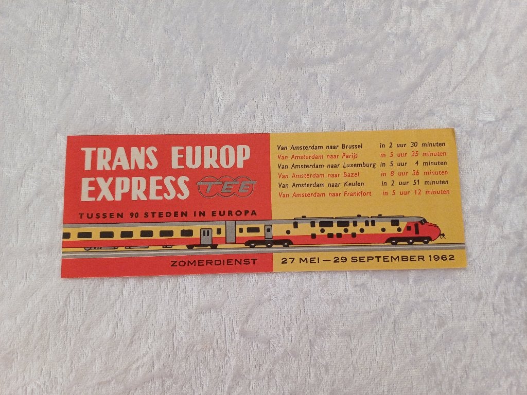 Trans Europ Express TEE 1962-1963, Verzamelen, Boekenleggers, Verzenden, Gebruikt, Reclame