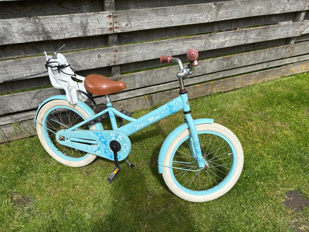 Kinderfiets Little Miss 18 inch, Ophalen, Terugtraprem, Zijwieltjes, 16 tot 20 inch