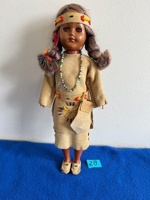 2 Indianen popjes met suede kleding., Verzamelen, Poppen, Ophalen of Verzenden, Nieuw, Pop