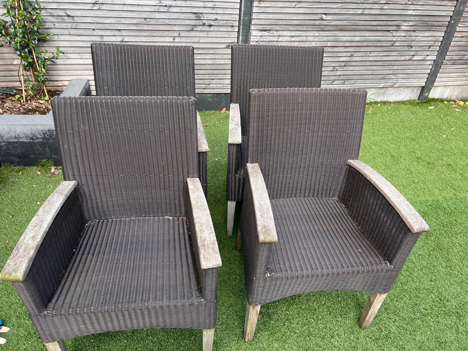 4 Luxe wicker tuinstoelen., Tuin en Terras, Ophalen, Gebruikt, Wicker