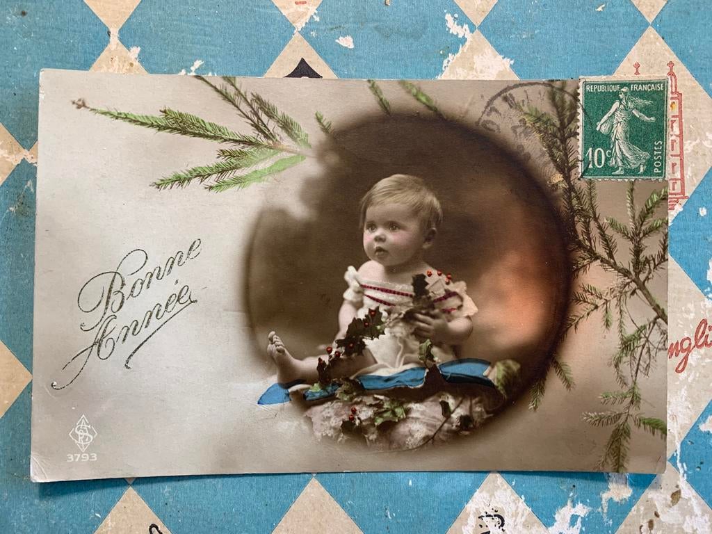 1922 Bonne Année - baby (NN), Ophalen of Verzenden, 1920 tot 1940, Gelopen, Feest(dag)