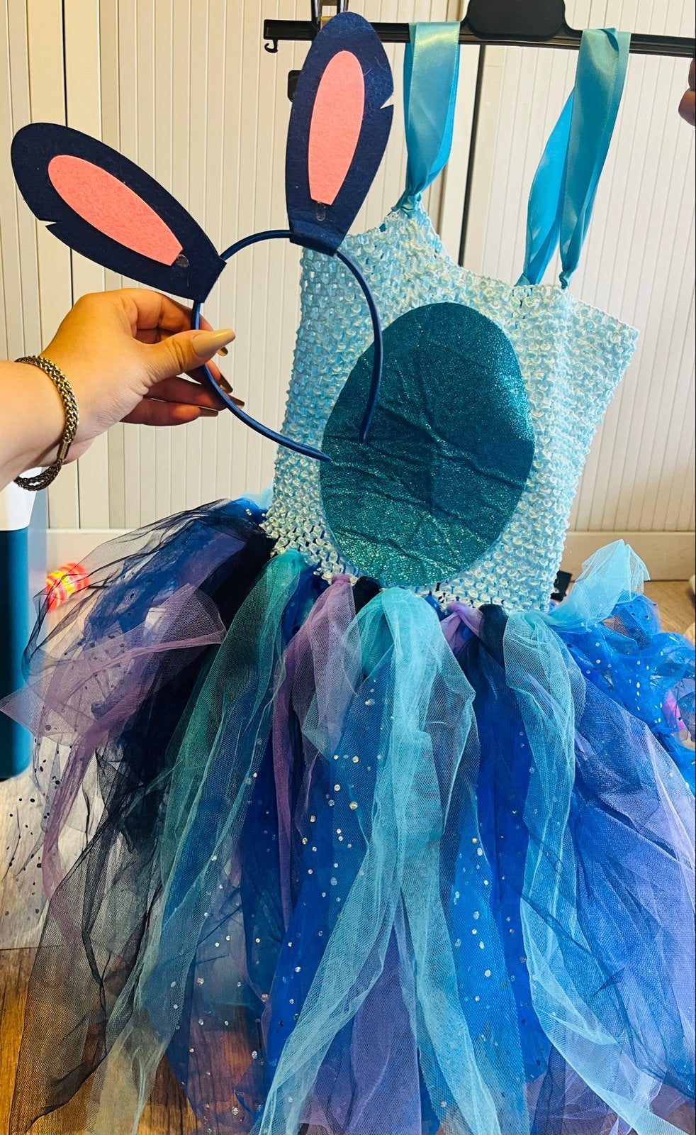 Stitch Tutu Jurk met Konijnenoren - Blauw, Ophalen of Verzenden, Zo goed als nieuw, 110 t/m 116, Meisje