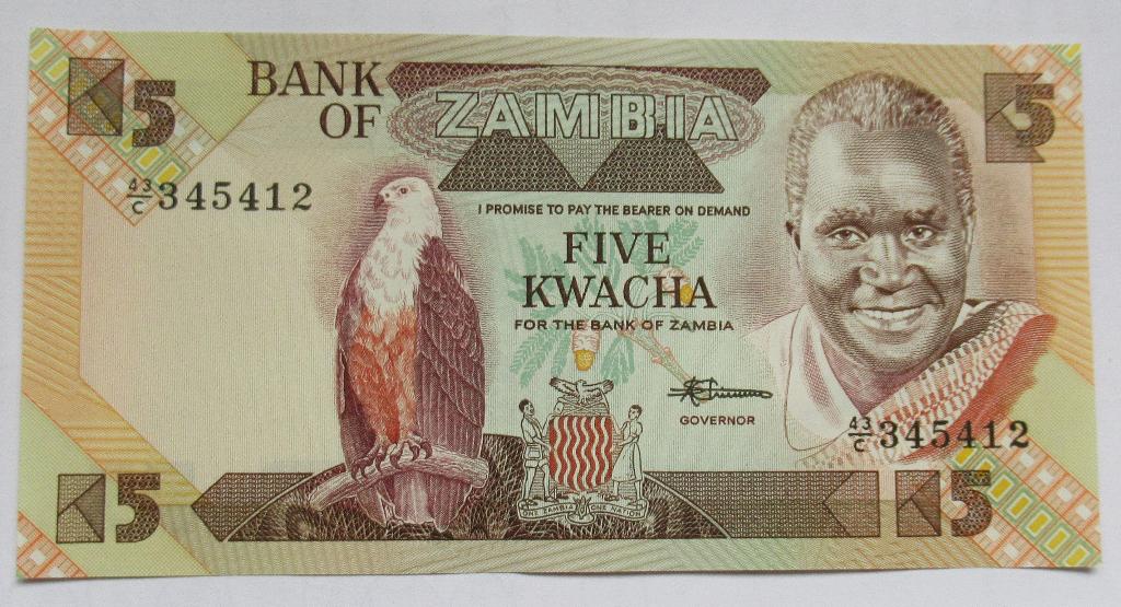 Zambia 5 kwacha 1980 - 88, Postzegels en Munten, Bankbiljetten | Afrika, Verzenden, Zambia