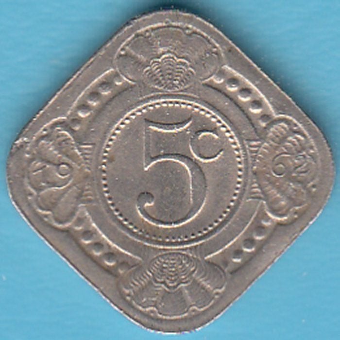 Nederlandse Antillen 5 cent 1962, Scho. 1411 in munthouder, Ophalen of Verzenden, Koningin Juliana, 5 cent, Losse munt