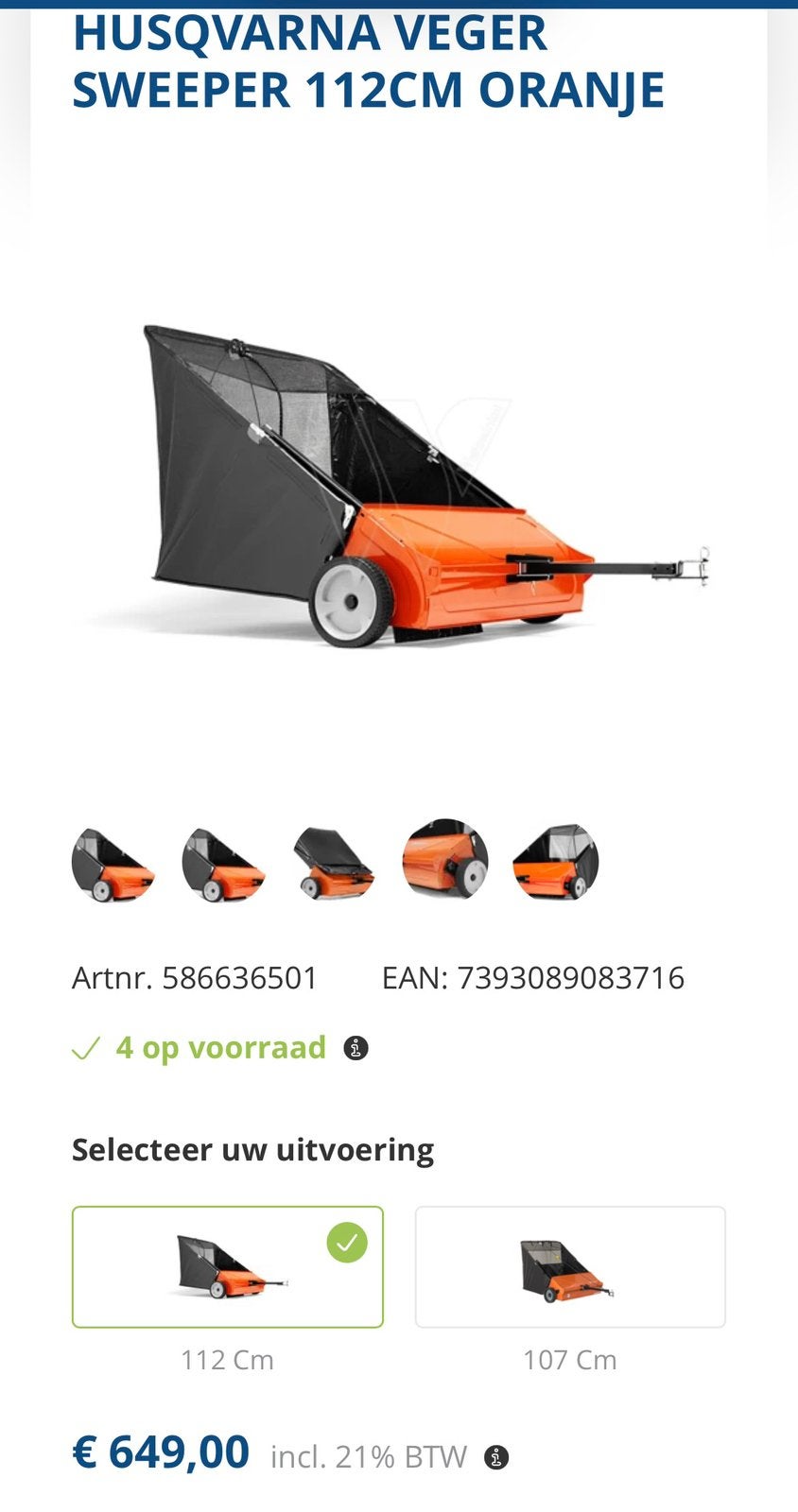 Husqvarna blad en gras veger, Ophalen, Gebruikt