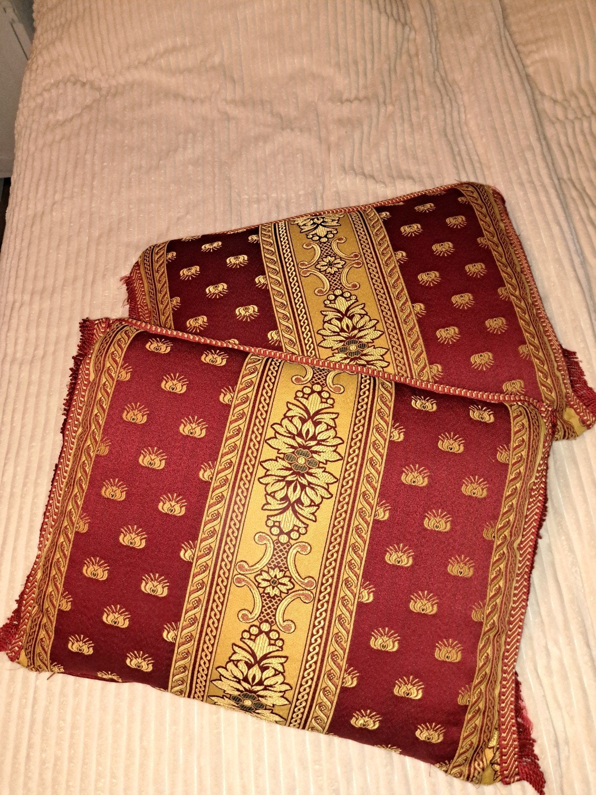 Set van 2 Oosterse Sierkussens - Rood/Goud, Ophalen, Overige merken, Gebruikt, Meerkleurig