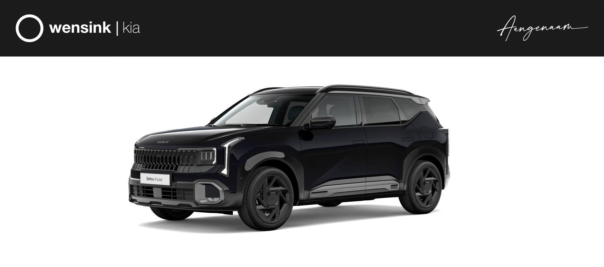 Kia Seltos 1.6 GDi DCT6 Hybrid X-line | Dodehoekcamera | LED, Auto's, Zwart, Seltos, 1465 kg, Zwart