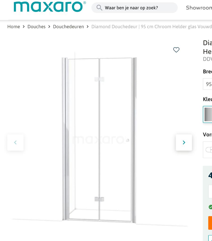 Douchedeur Diamond 95cm Maxaro, Ophalen, Nieuw, Glas, Douche